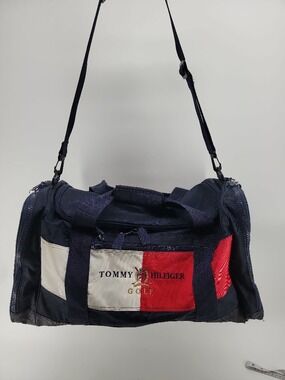 Tommy Hilfiger Golf Vintage Duffel Bag Embroidered Logo Travel Gym Bag